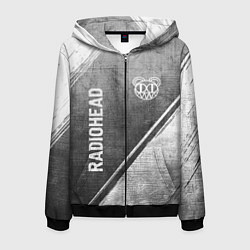 Мужская толстовка на молнии Radiohead - grey gradient вертикально