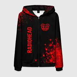 Толстовка 3D на молнии мужская Radiohead - red gradient вертикально, цвет: 3D-черный