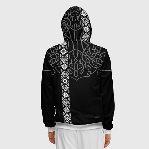 Мужская толстовка на молнии Славянские символы традиции народа / 3D-Белый – фото 4