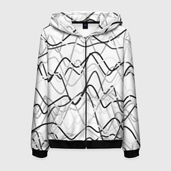 Мужская толстовка на молнии Белый с серыми волнистыми полосами