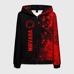 Толстовка 3D на молнии мужская Nirvana - red gradient по-вертикали, цвет: 3D-черный