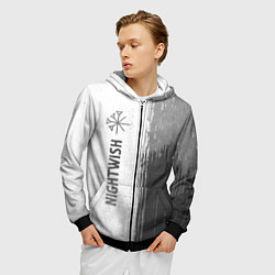 Толстовка 3D на молнии мужская Nightwish - white gradient по-вертикали, цвет: 3D-черный — фото 2