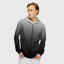 Толстовка 3D на молнии мужская Градиент металлический тёмно-серый, цвет: 3D-черный — фото 2