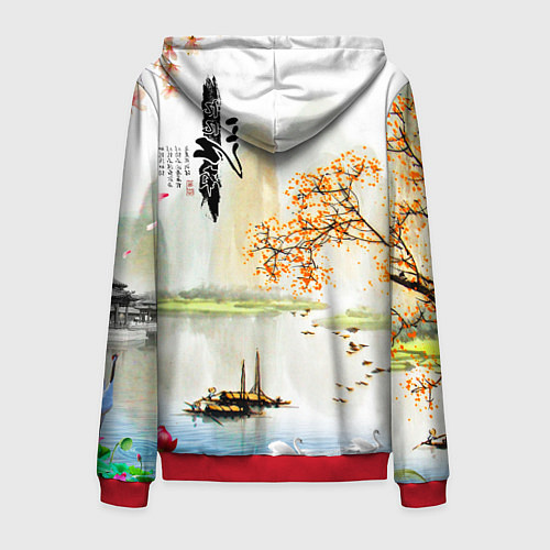 Мужская толстовка на молнии China Landscape / 3D-Красный – фото 2