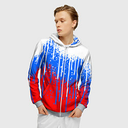 Толстовка 3D на молнии мужская Патриот - флаг, цвет: 3D-меланж — фото 2