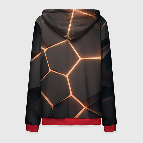 Мужская толстовка на молнии Серая текстура из сот / 3D-Красный – фото 2