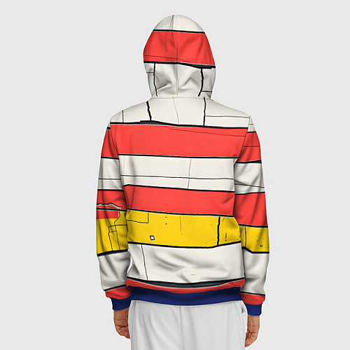 Мужская толстовка на молнии Красные полоски / 3D-Синий – фото 4