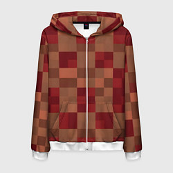 Толстовка 3D на молнии мужская Бордовые пиксели, цвет: 3D-белый