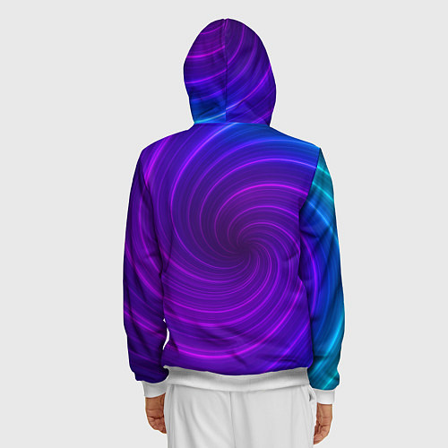 Мужская толстовка на молнии Фиолетовая спираль / 3D-Белый – фото 4