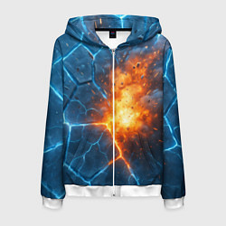 Толстовка 3D на молнии мужская Взрыв из объемных плит, цвет: 3D-белый