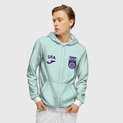 Толстовка 3D на молнии мужская Фк Уфа - мятный цвет и текстура, цвет: 3D-белый — фото 2