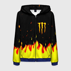 Толстовка 3D на молнии мужская Monster energy fire steel, цвет: 3D-синий