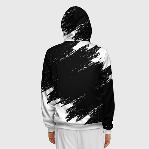 Мужская толстовка на молнии Monster energy краски штрихи белые / 3D-Белый – фото 4