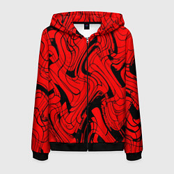 Мужская толстовка на молнии Чёрно-красный абстрактный линии