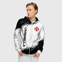 Толстовка 3D на молнии мужская Амбрелла - белые соты, цвет: 3D-белый — фото 2