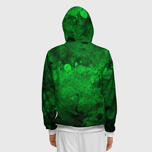 Мужская толстовка на молнии Абстракция - green acid stains / 3D-Белый – фото 4