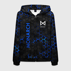Толстовка 3D на молнии мужская Мехагодзилла синий, цвет: 3D-черный