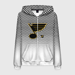 Толстовка 3D на молнии мужская Сент Луис Блюз - белый градиент, цвет: 3D-белый