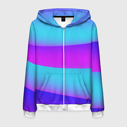 Толстовка 3D на молнии мужская Неоновый прилив, цвет: 3D-белый