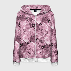 Толстовка 3D на молнии мужская Розовые лабубы паттерн, цвет: 3D-белый