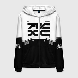 Толстовка 3D на молнии мужская Кибер текстура - черно белая, цвет: 3D-черный