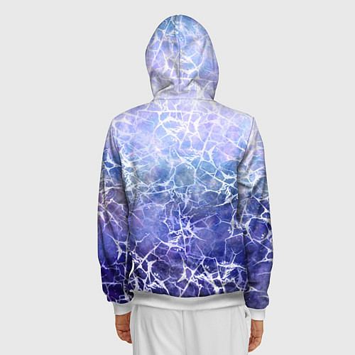Мужская толстовка на молнии Абстракция - white web on blue background / 3D-Белый – фото 4
