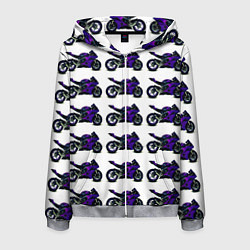 Мужская толстовка на молнии Motorcycle purple gloss