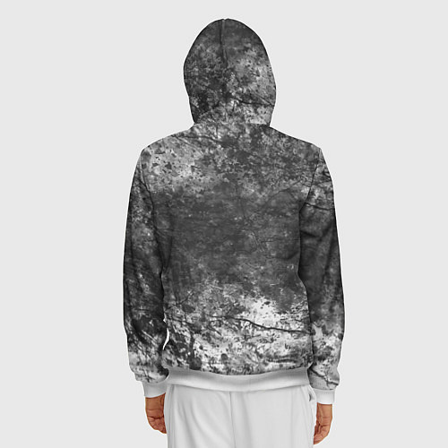 Мужская толстовка на молнии Абстракция - grey and white wall with cracks / 3D-Белый – фото 4