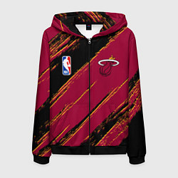 Толстовка 3D на молнии мужская Майами Хит - цвета команды, цвет: 3D-черный