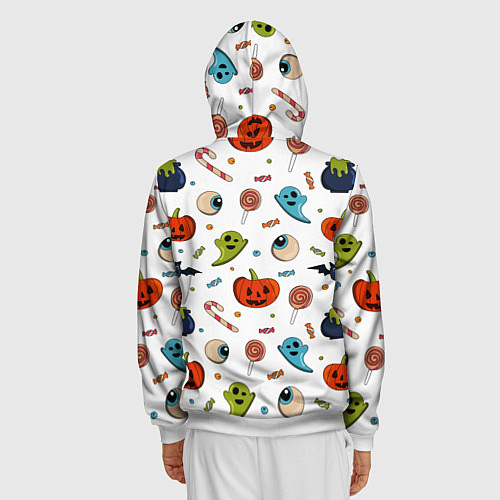Мужская толстовка на молнии Halloween pumpkin show / 3D-Белый – фото 4