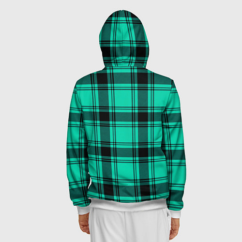 Мужская толстовка на молнии Checkered turquoise / 3D-Белый – фото 4
