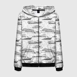 Толстовка 3D на молнии мужская Корабли на Неве, цвет: 3D-черный