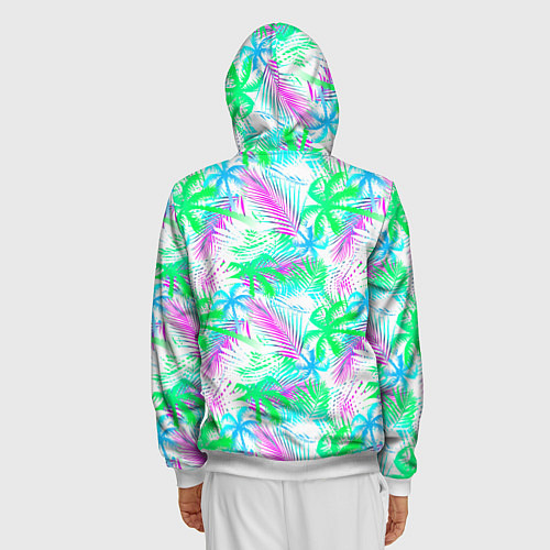 Мужская толстовка на молнии Palm green light blue / 3D-Белый – фото 4