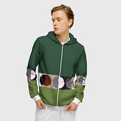Толстовка 3D на молнии мужская Луна Малевича сосновый зеленый, цвет: 3D-белый — фото 2