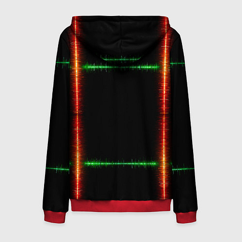 Мужская толстовка на молнии Color green orange lines / 3D-Красный – фото 2