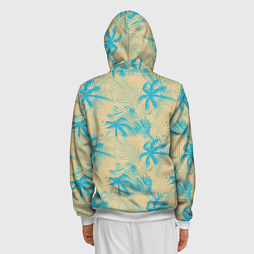 Мужская толстовка на молнии Palm light blue beige / 3D-Белый – фото 4