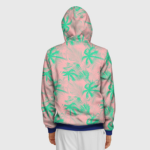 Мужская толстовка на молнии Palm turquoise pink / 3D-Синий – фото 4