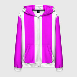 Толстовка 3D на молнии мужская Color white pink line, цвет: 3D-белый