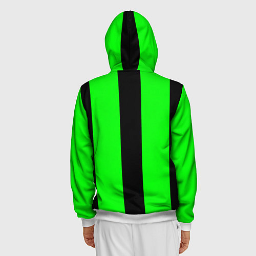Мужская толстовка на молнии Color green black line / 3D-Белый – фото 4