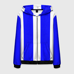 Толстовка 3D на молнии мужская Color white blue line, цвет: 3D-черный