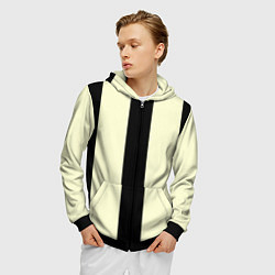 Толстовка 3D на молнии мужская Color black beige line, цвет: 3D-черный — фото 2