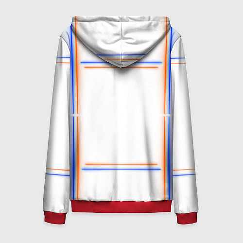 Мужская толстовка на молнии Neon white orange blue / 3D-Красный – фото 2
