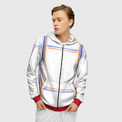 Толстовка 3D на молнии мужская Neon white orange blue, цвет: 3D-красный — фото 2