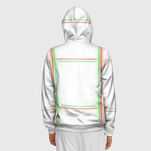Мужская толстовка на молнии Neon light green red / 3D-Белый – фото 4