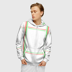 Толстовка 3D на молнии мужская Neon light green red, цвет: 3D-белый — фото 2