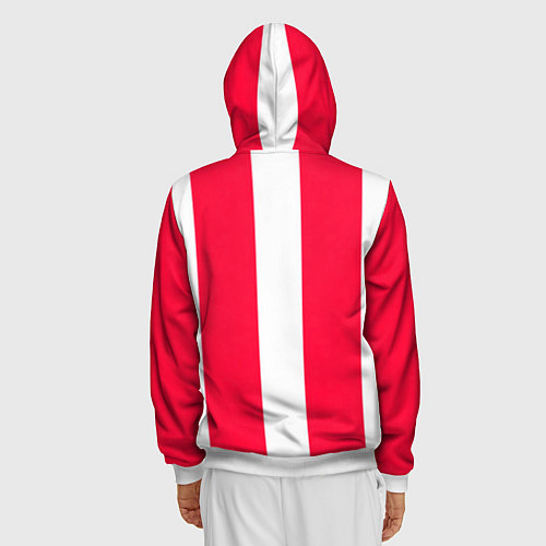 Мужская толстовка на молнии Color red white line / 3D-Белый – фото 4
