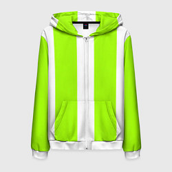 Толстовка 3D на молнии мужская Color light green white stripes, цвет: 3D-белый