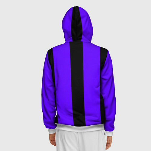 Мужская толстовка на молнии Color purple black stripes / 3D-Белый – фото 4