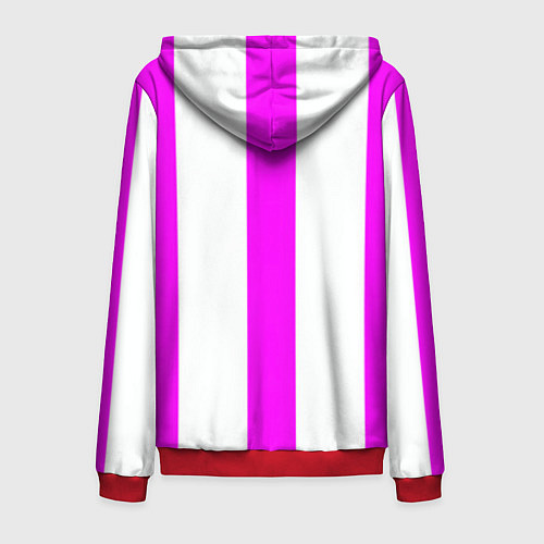 Мужская толстовка на молнии Color white pink lines / 3D-Красный – фото 2