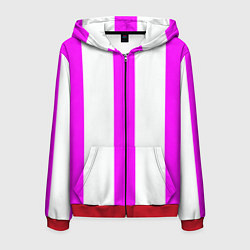 Толстовка 3D на молнии мужская Color white pink lines, цвет: 3D-красный